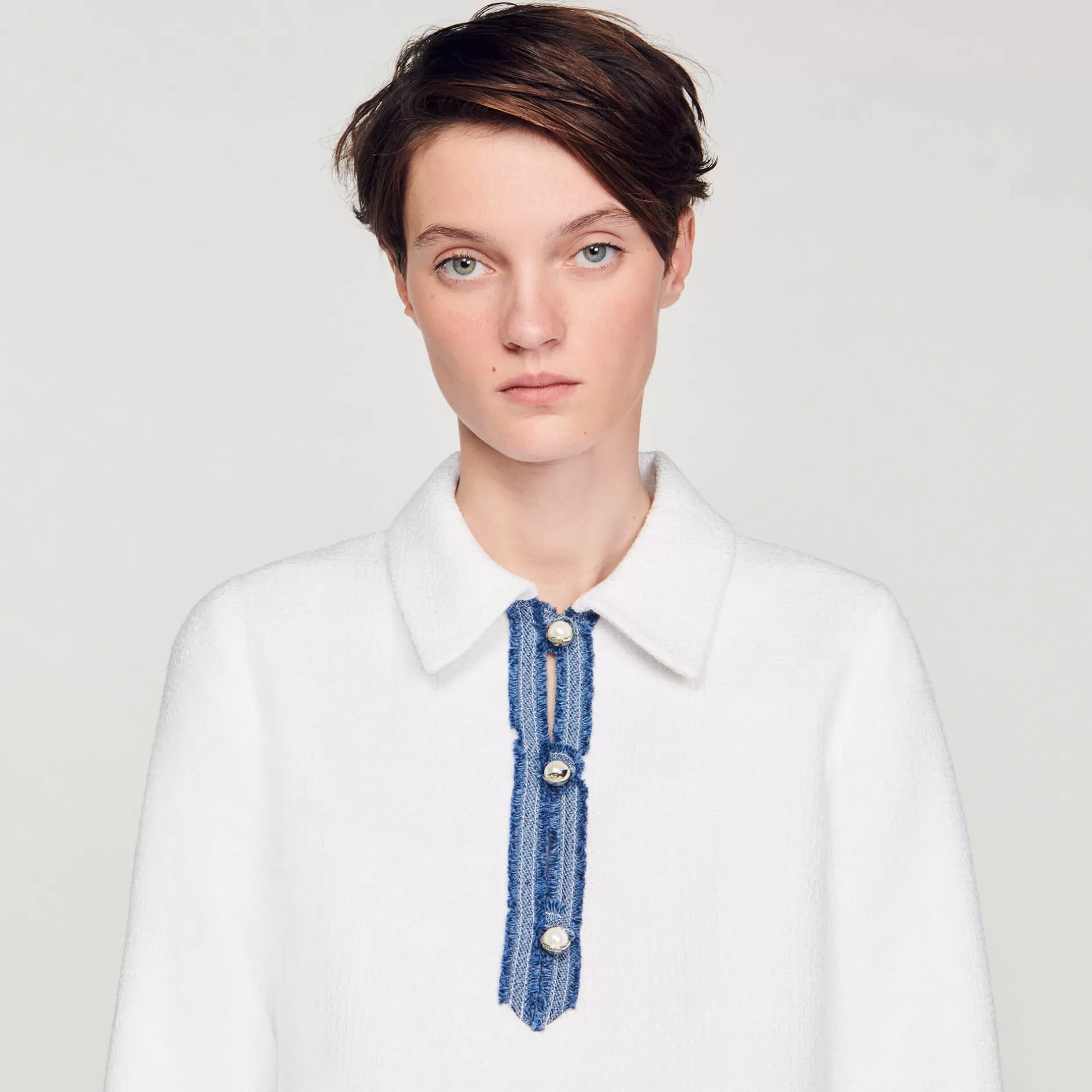 Sandro Abito Corto In Tweed Con Maniche Lunghe<Donna Abiti