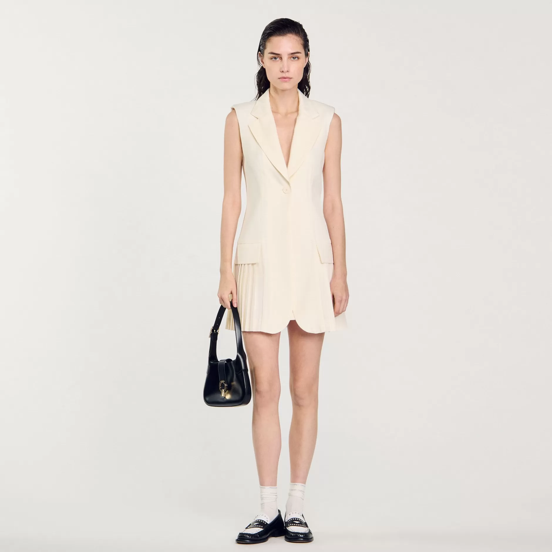 Sandro Abito Corto Stile Tailleur A Pieghe<Donna Abiti