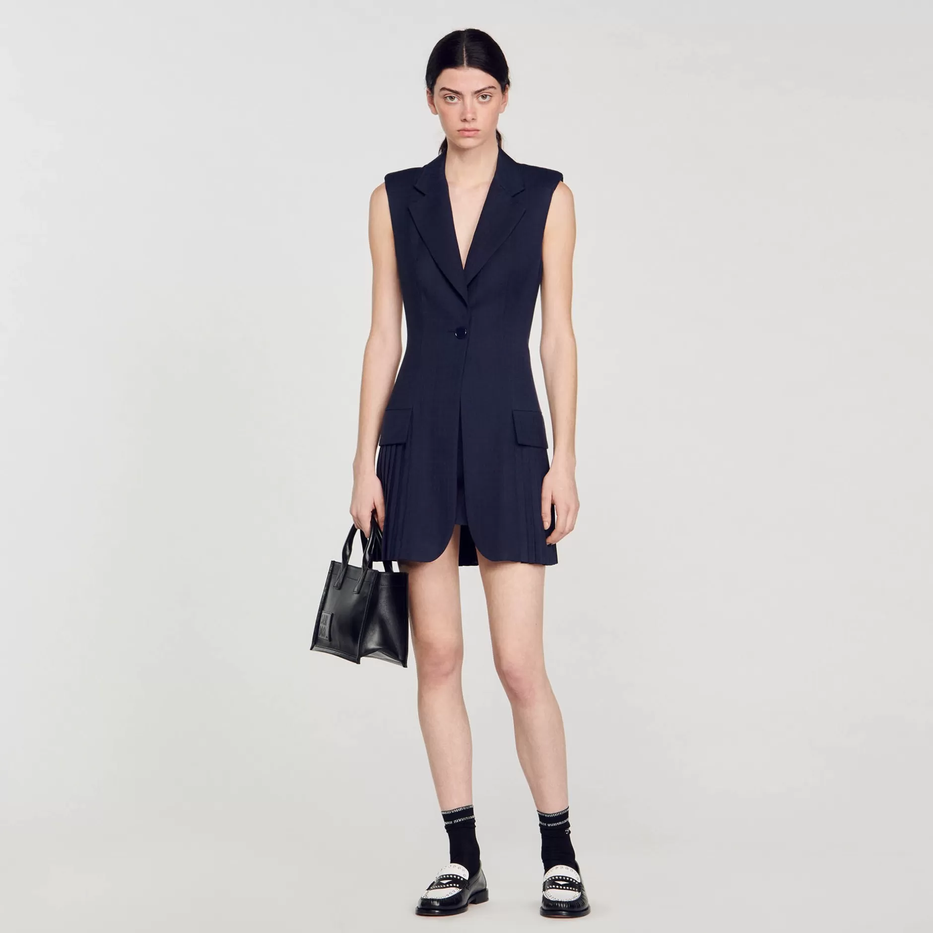 Sandro Abito Corto Stile Tailleur A Pieghe<Donna Abiti
