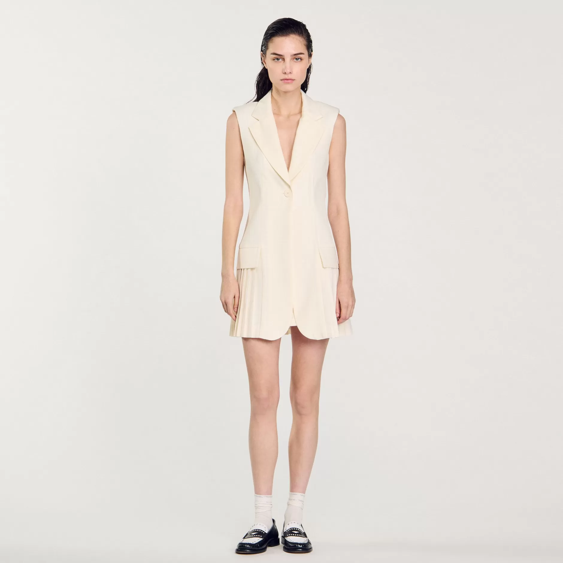 Sandro Abito Corto Stile Tailleur A Pieghe<Donna Abiti