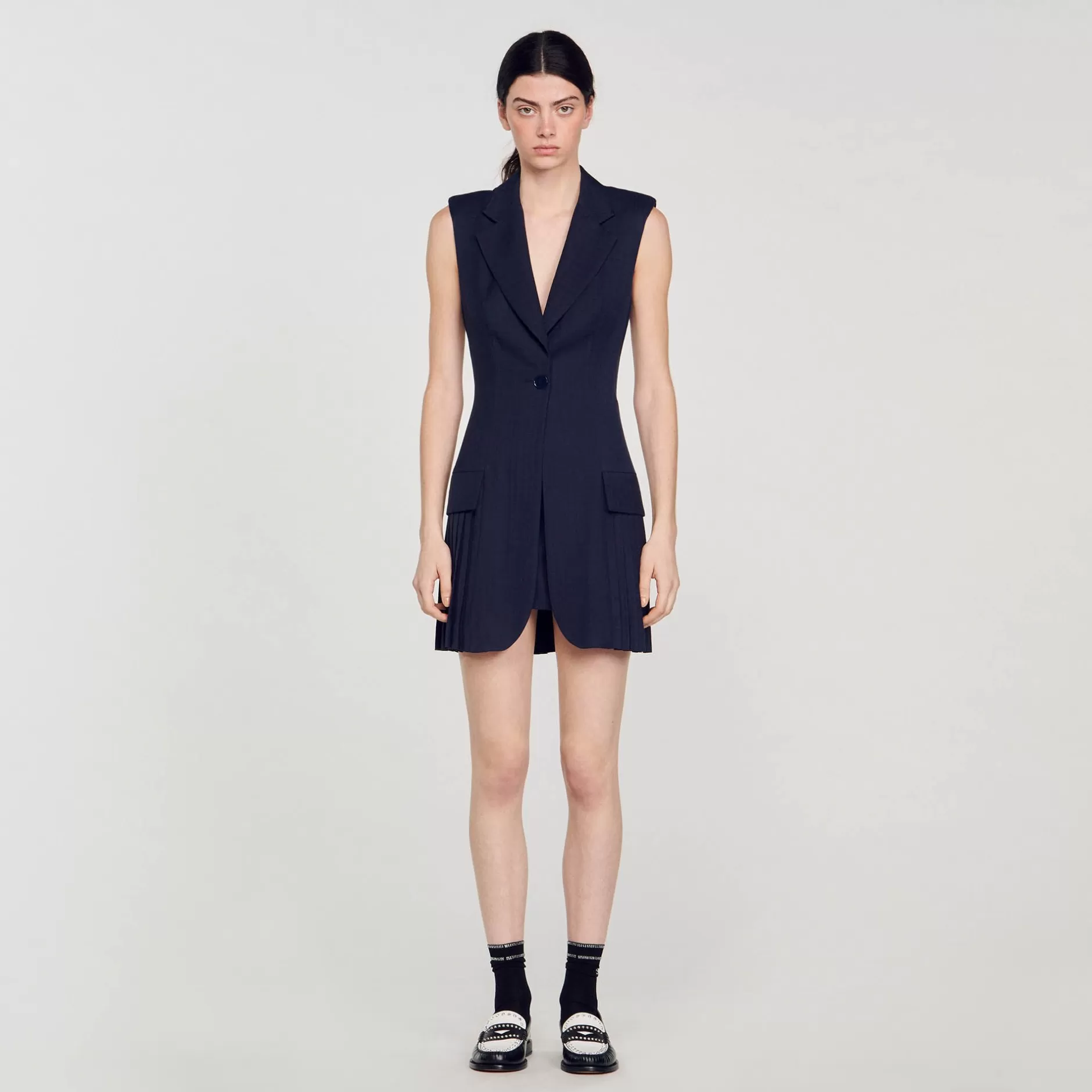 Sandro Abito Corto Stile Tailleur A Pieghe<Donna Abiti