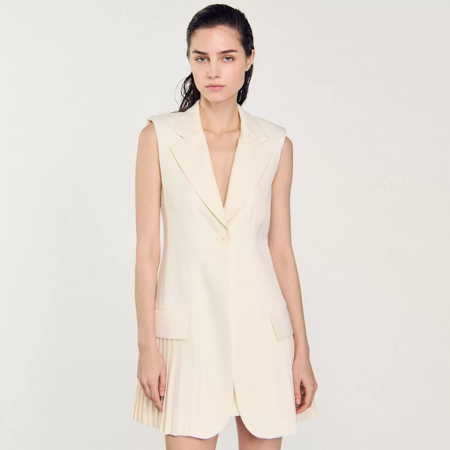 Sandro Abito Corto Stile Tailleur A Pieghe<Donna Abiti