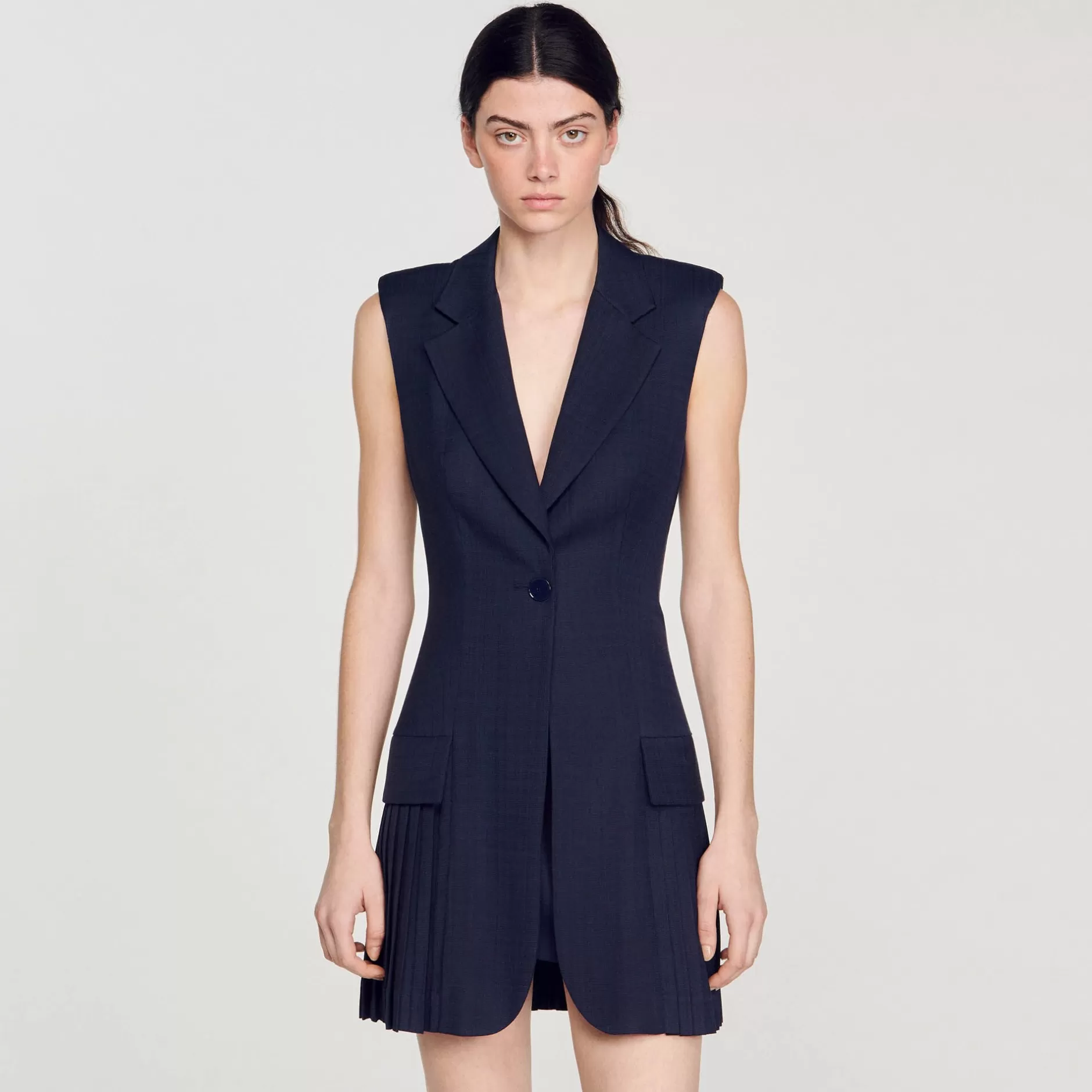 Sandro Abito Corto Stile Tailleur A Pieghe<Donna Abiti