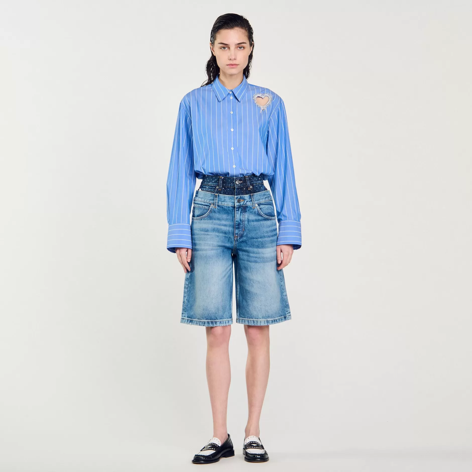 Sandro Bermuda Di Jeans Con Doppia Vita<Donna Gonne & Short