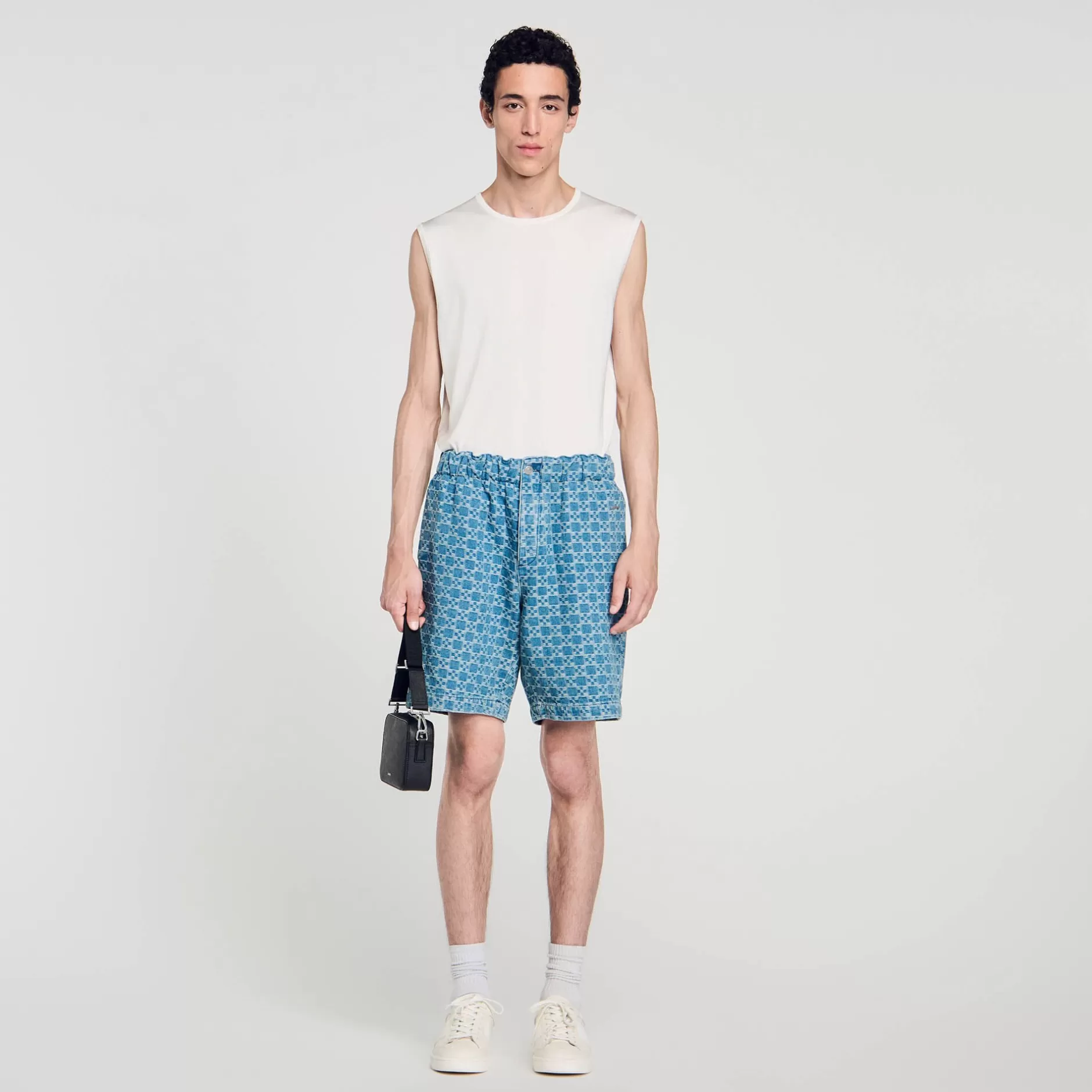 Sandro Bermuda In Denim Square Cross<Uomo Pantaloni & Short