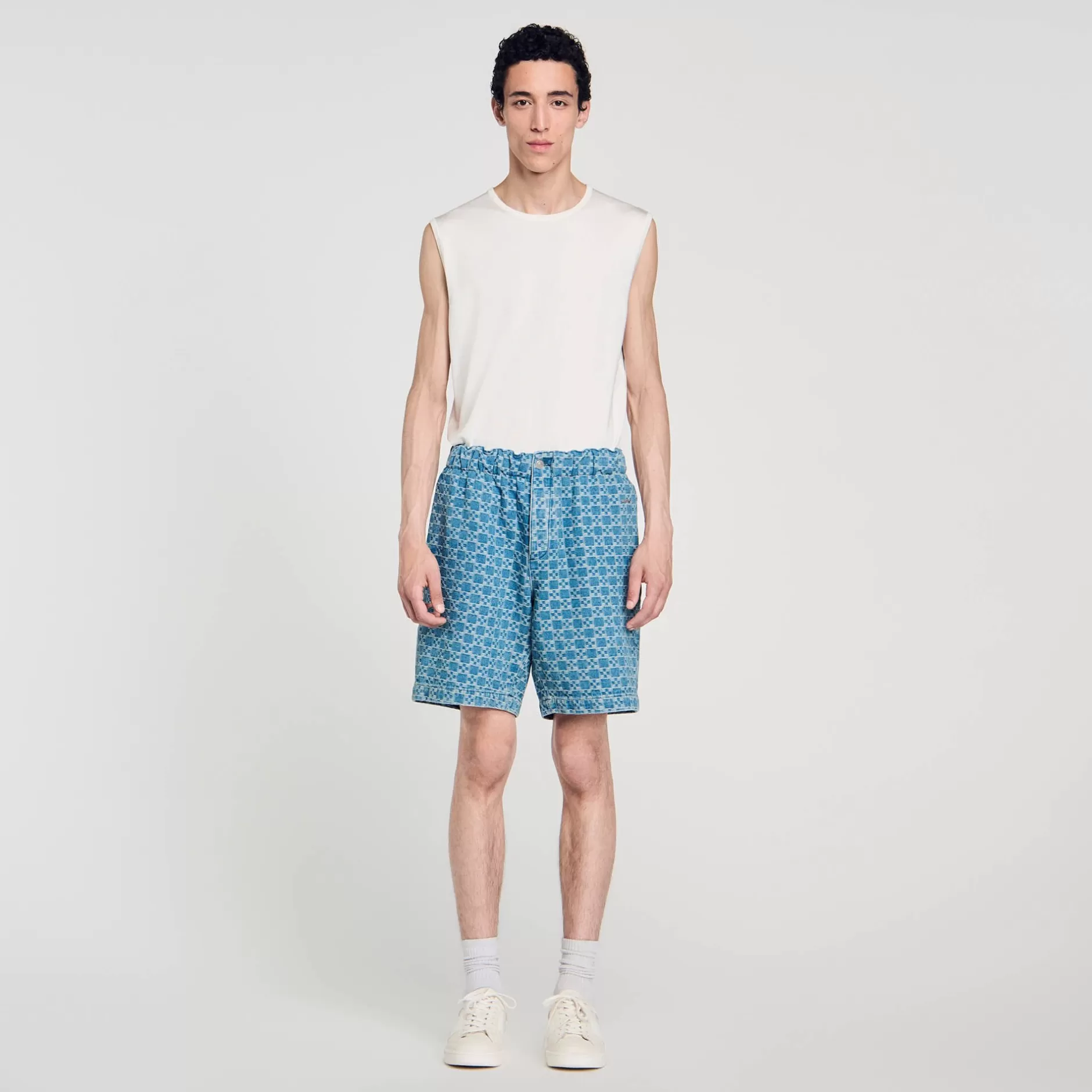 Sandro Bermuda In Denim Square Cross<Uomo Pantaloni & Short