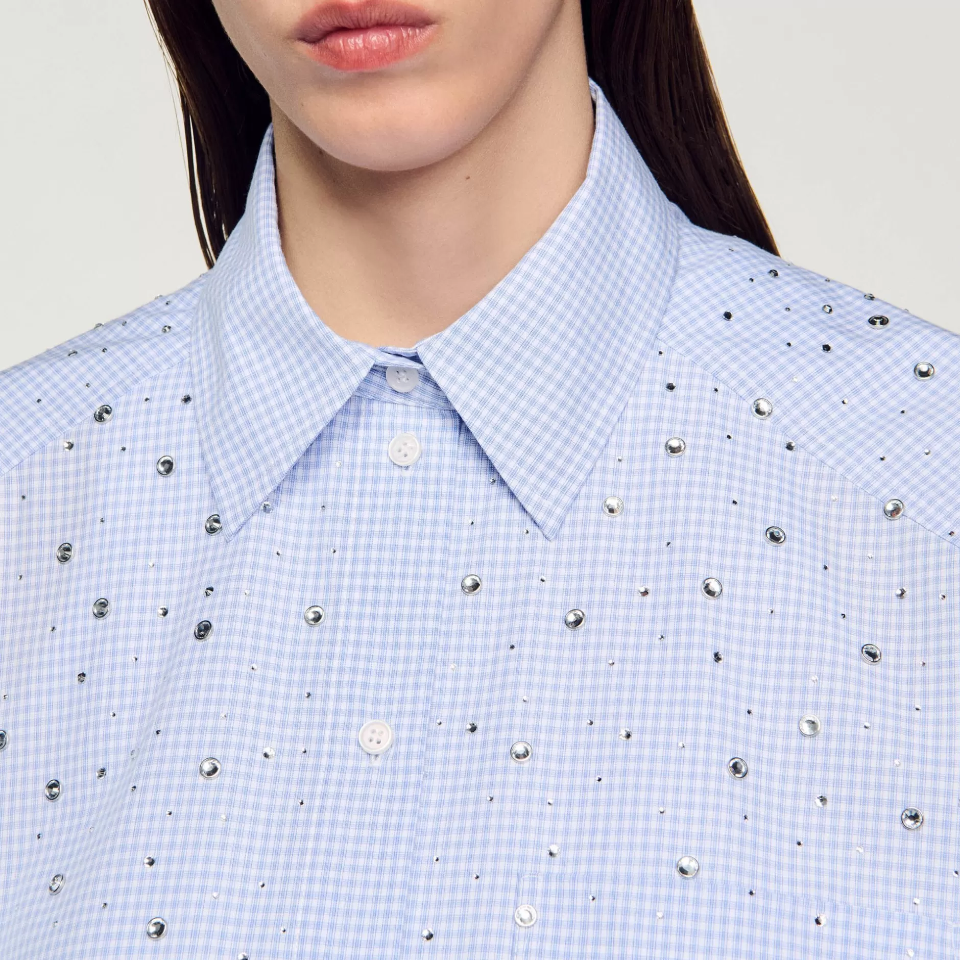 Sandro Camicia A Quadri Decorata Con Borchie<Donna Top & Camicie