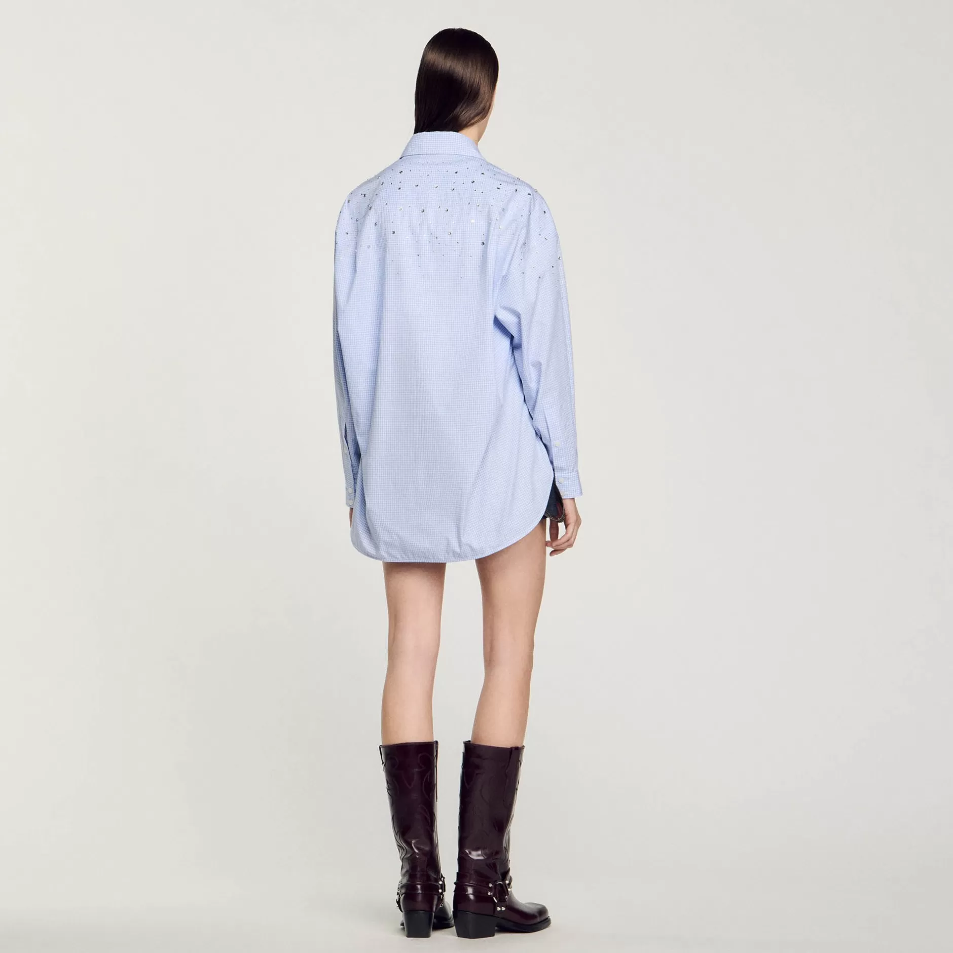 Sandro Camicia A Quadri Decorata Con Borchie<Donna Top & Camicie