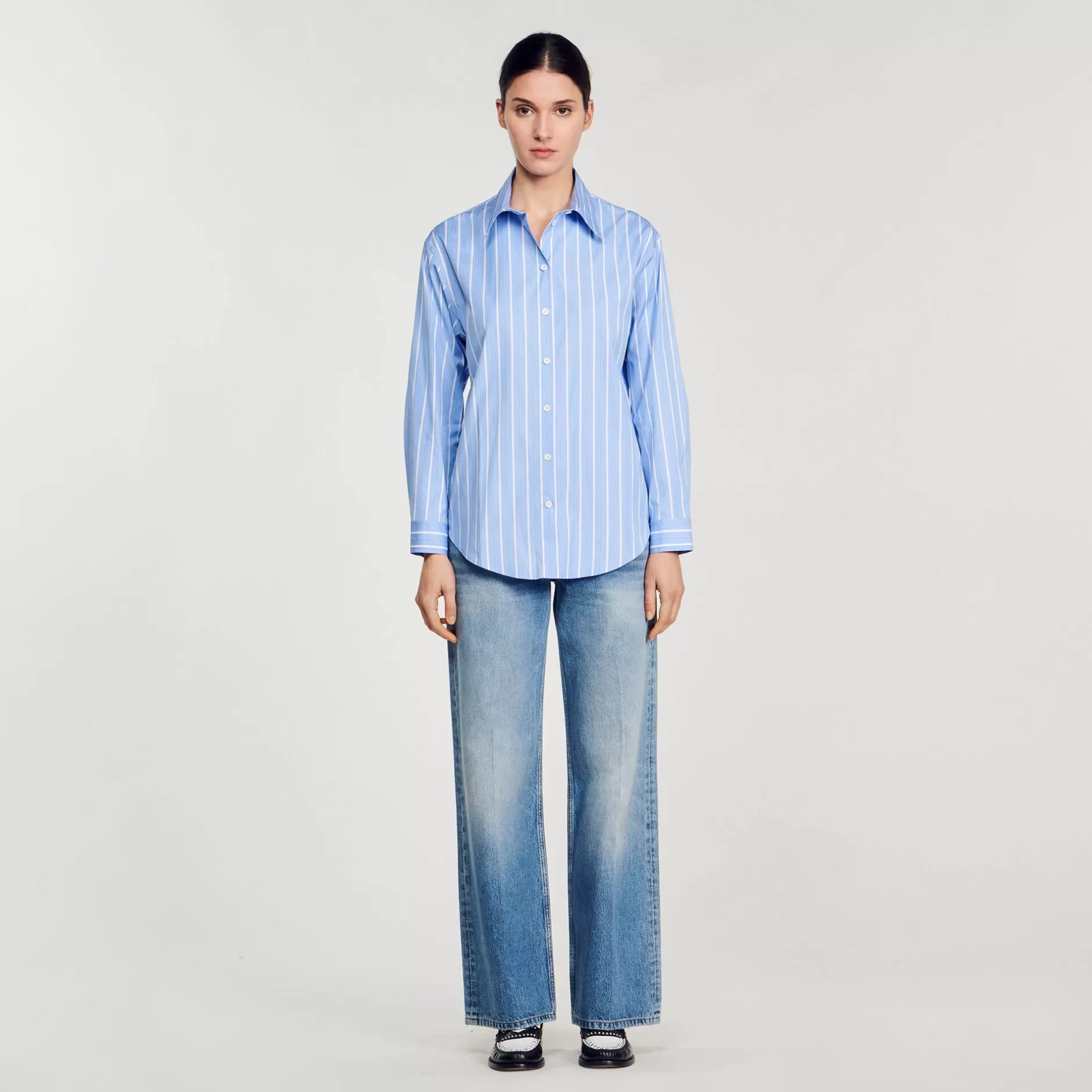 Sandro Camicia A Righe Retro Scoperto In Pizzo<Donna Top & Camicie