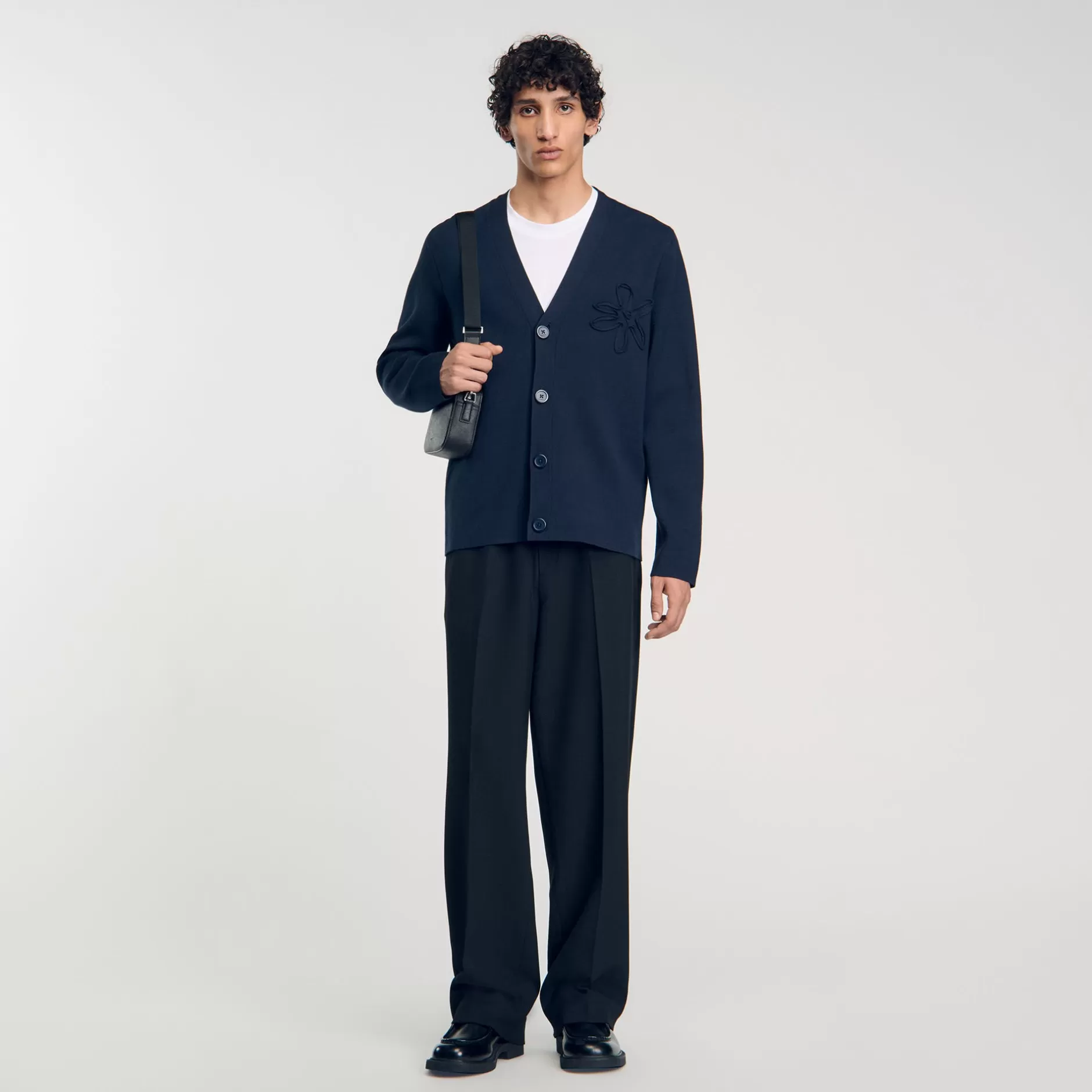 Sandro Cardigan Con Dettaglio A Fiore<Uomo Maglioni & Cardigan