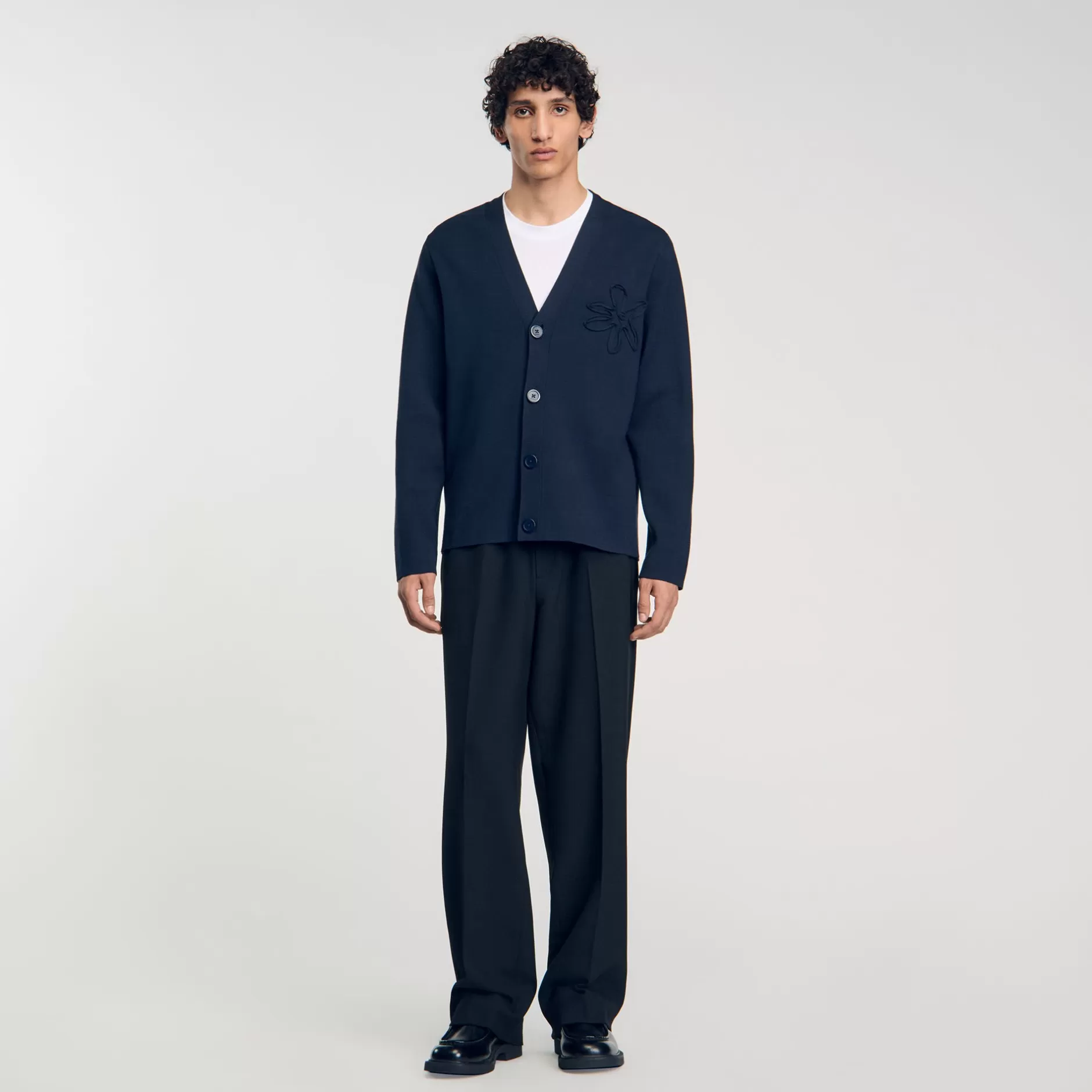 Sandro Cardigan Con Dettaglio A Fiore<Uomo Maglioni & Cardigan