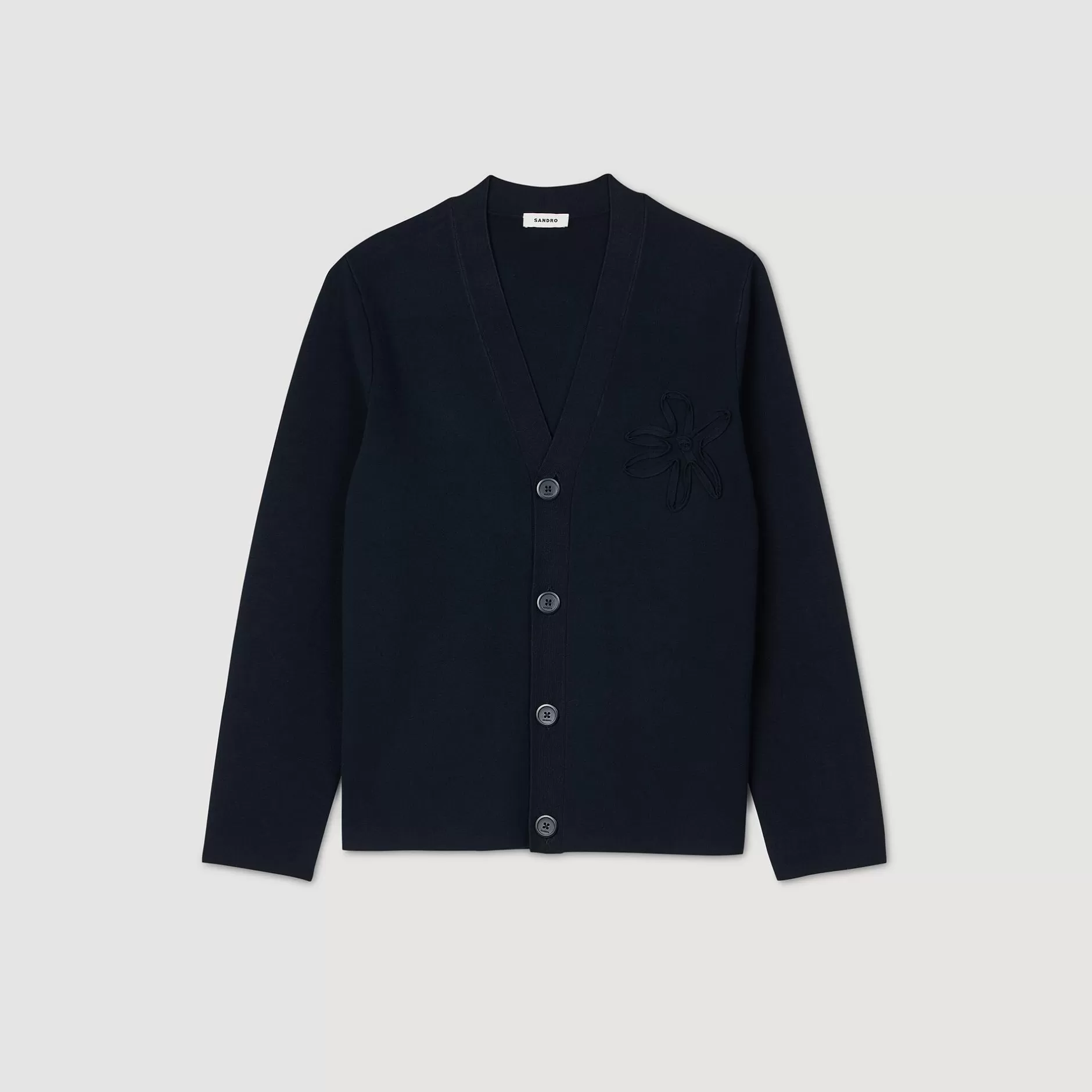 Sandro Cardigan Con Dettaglio A Fiore<Uomo Maglioni & Cardigan
