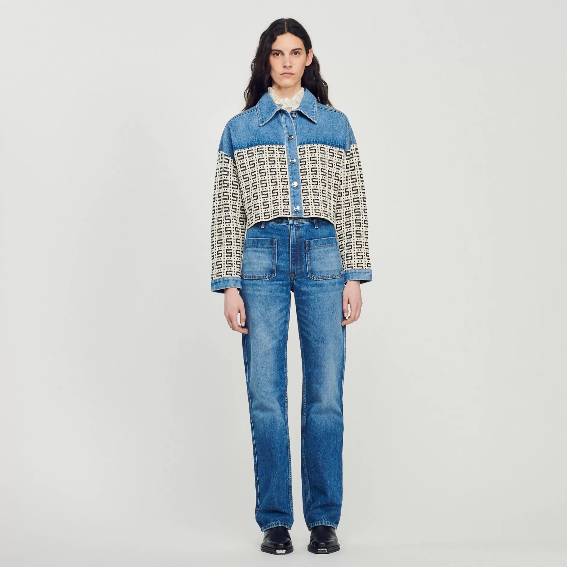 Sandro Cardigan-cappotto Corto In Denim<Donna Maglieria & Cardigan