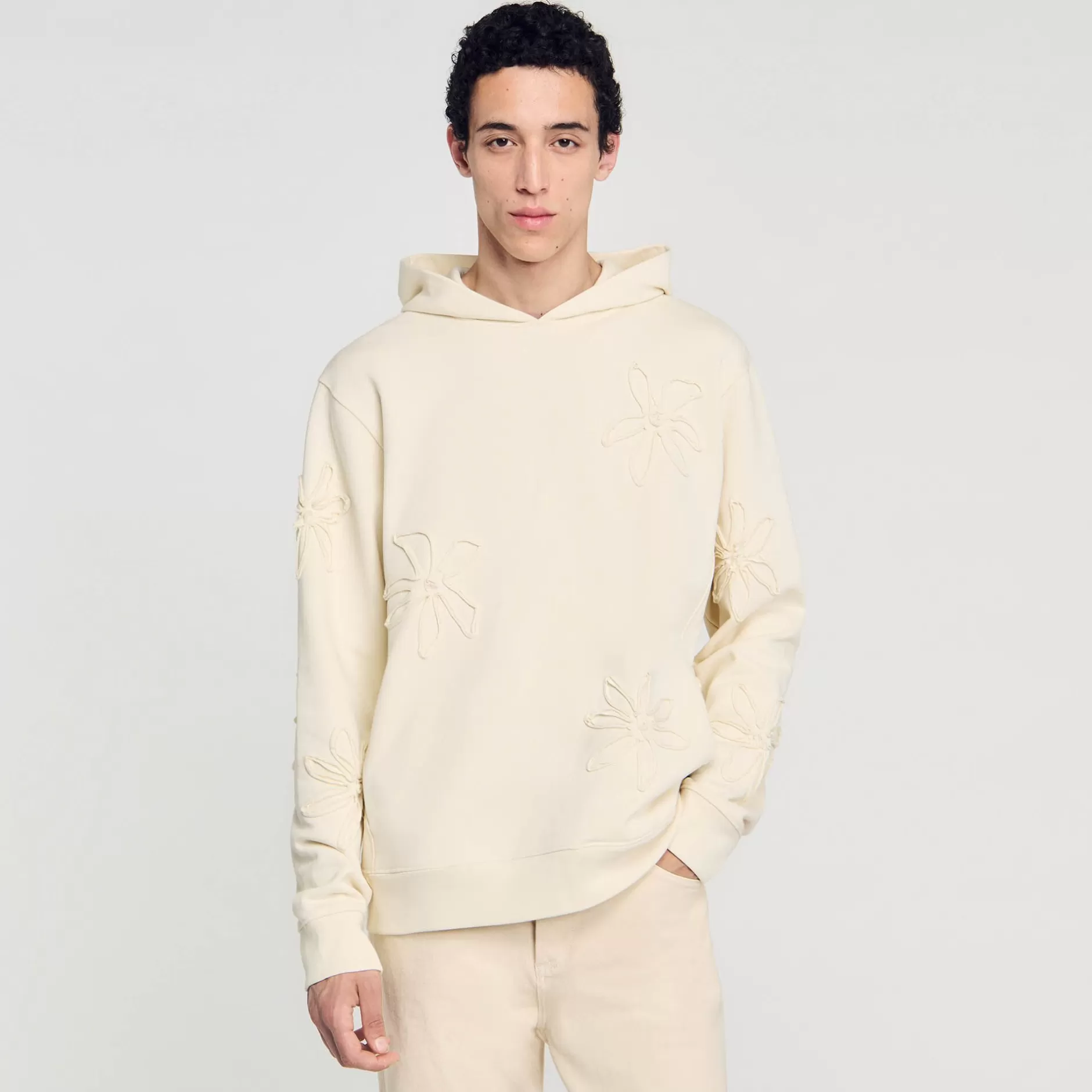 Sandro Felpa Con Cappuccio Con Fiori Decorativi<Uomo Felpe & Jogging