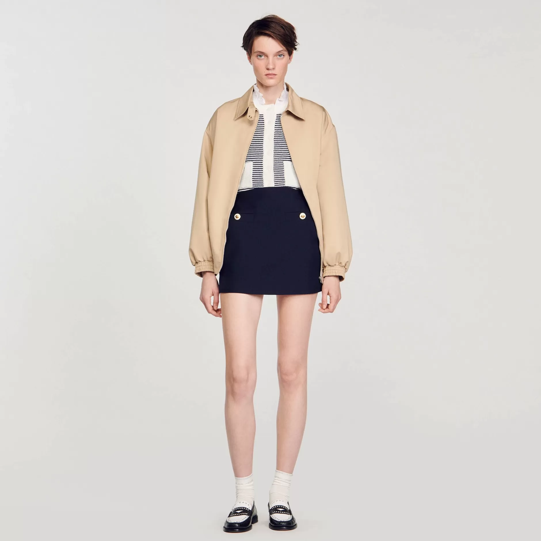 Sandro Gonna Corta In Twill Di Lana<Donna Tailleur | Gonne & Short