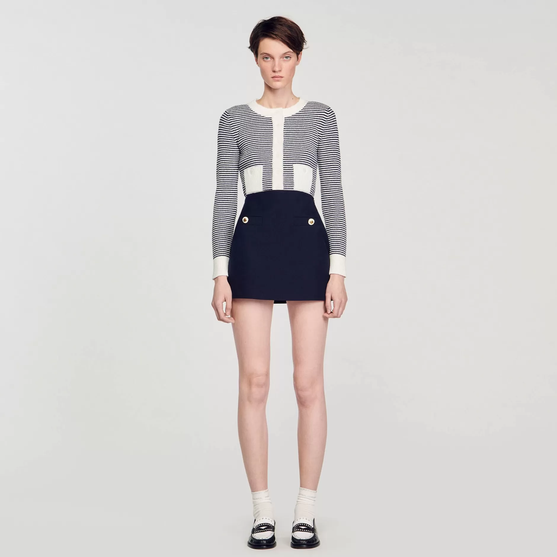 Sandro Gonna Corta In Twill Di Lana<Donna Tailleur | Gonne & Short