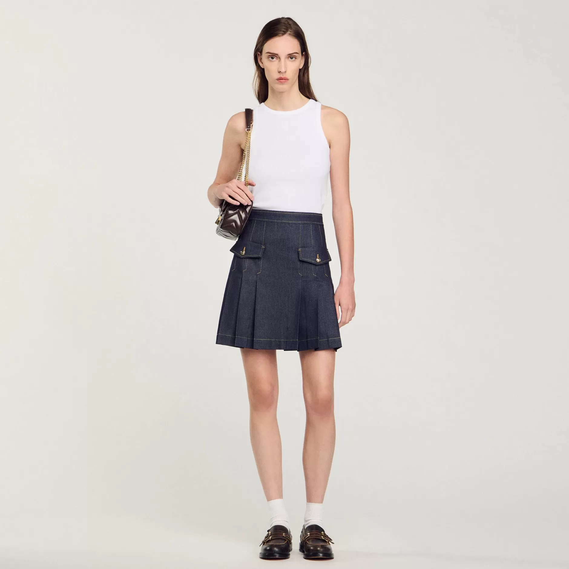 Sandro Gonna Di Jeans Plissettata<Donna Sets | Gonne & Short