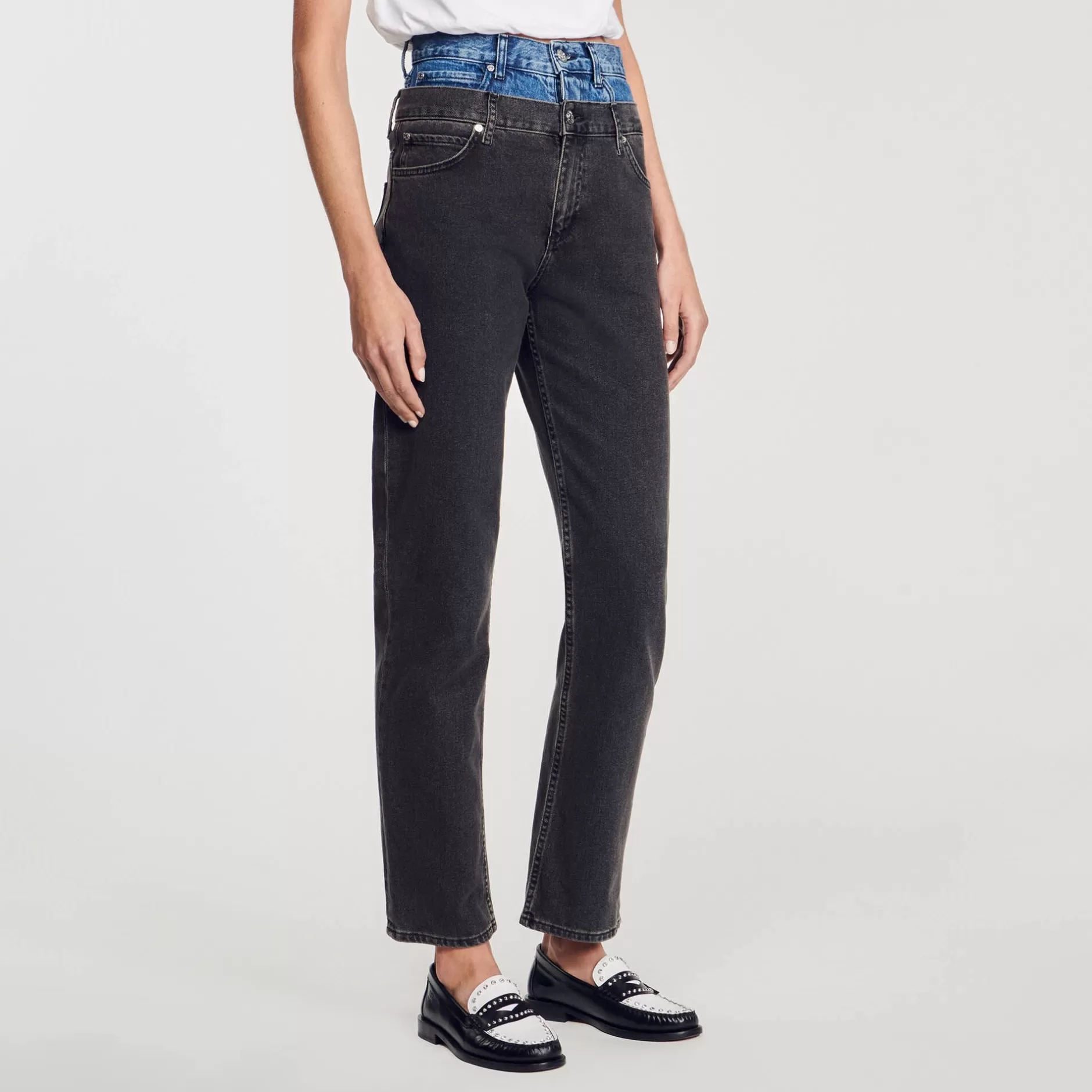 Sandro Jeans A Doppia Cintura Bicolore<Donna Pantaloni & Jeans