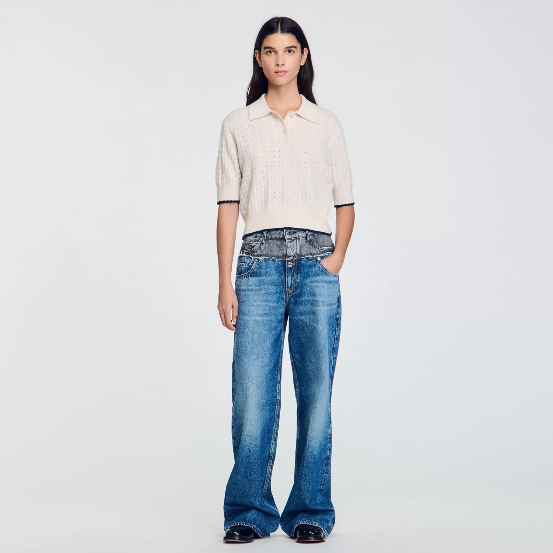 Sandro Maglione Corto Con Bordino A Contrasto<Donna Maglieria & Cardigan
