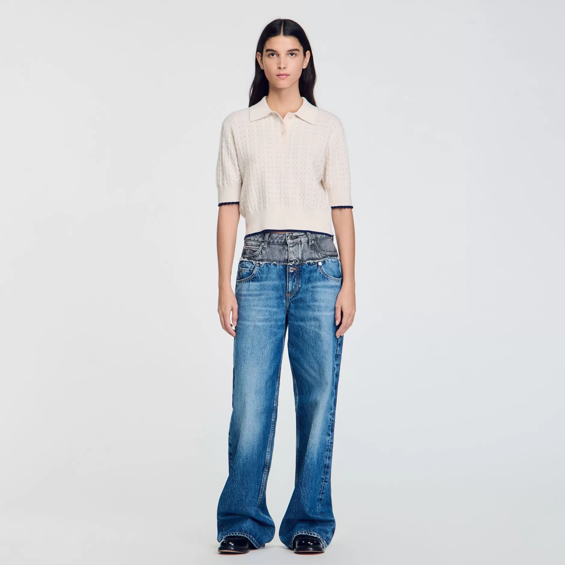 Sandro Maglione Corto Con Bordino A Contrasto<Donna Maglieria & Cardigan
