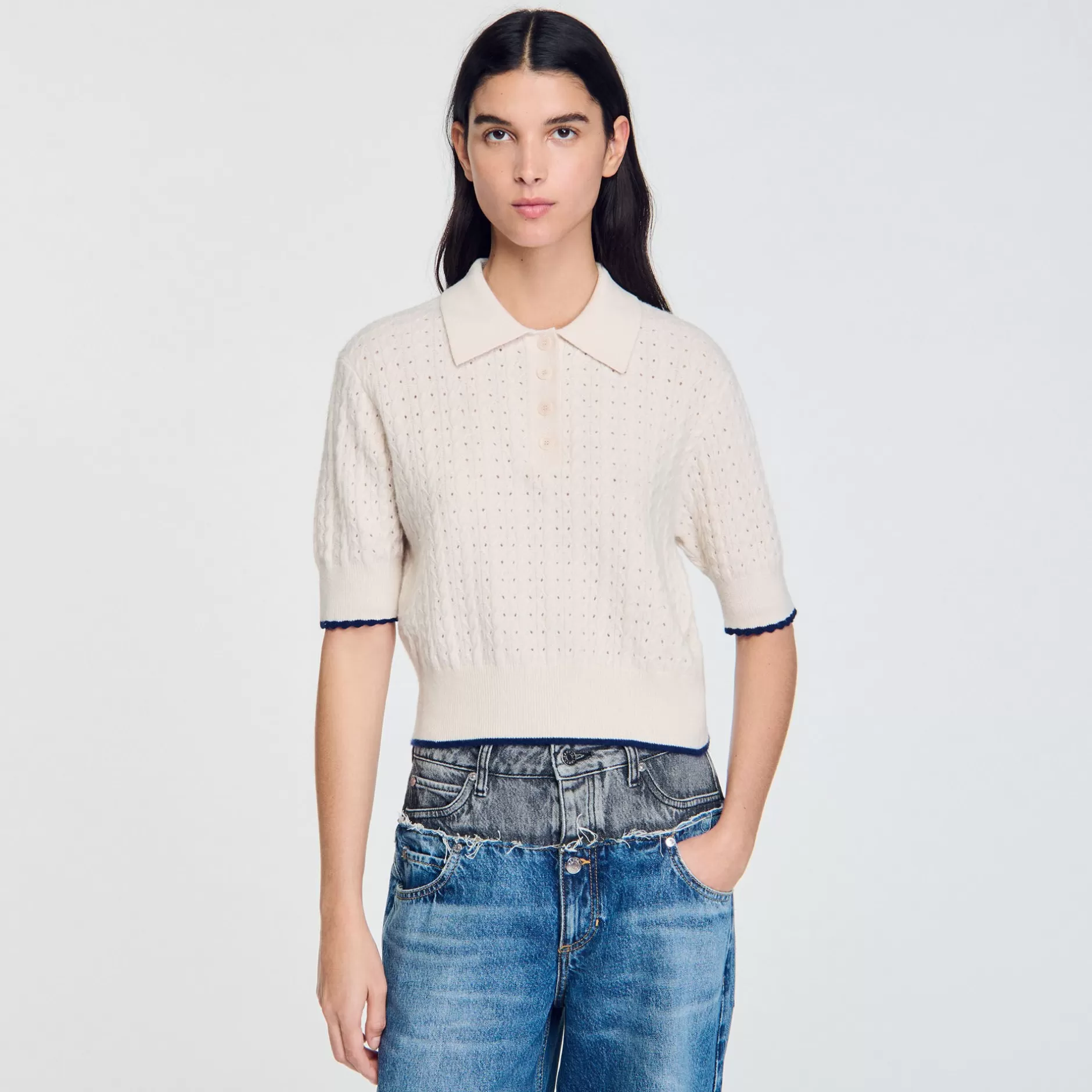 Sandro Maglione Corto Con Bordino A Contrasto<Donna Maglieria & Cardigan