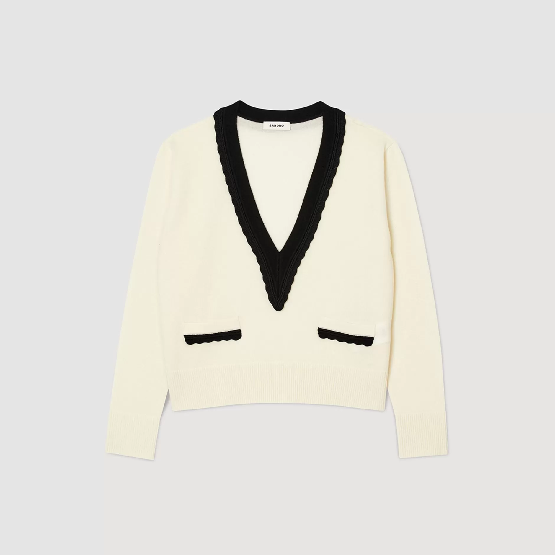 Sandro Maglione Scollo A V Bicolor<Donna Maglieria & Cardigan