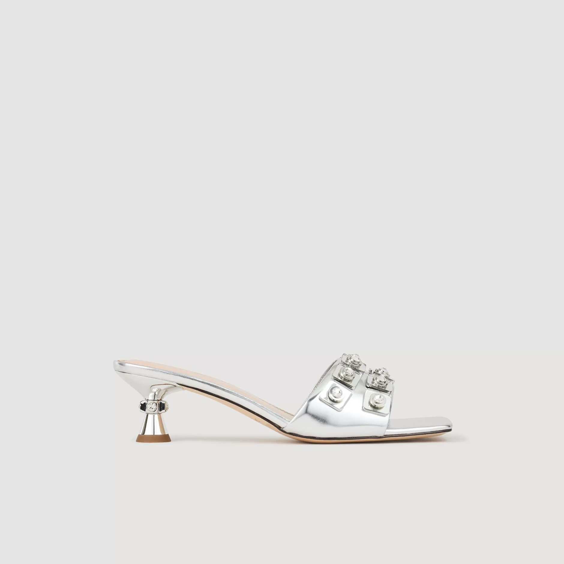 Sandro Mules In Pelle Metallizzata<Donna Sandali Con Tacco | Sandali