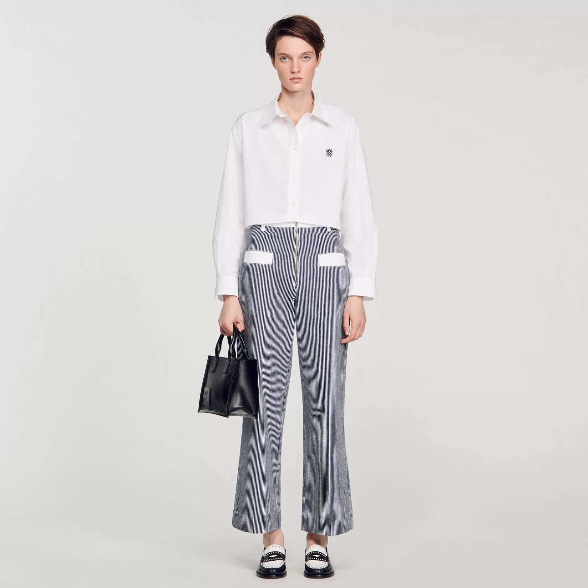 Sandro Pantaloni A Righe<Donna Pantaloni & Jeans