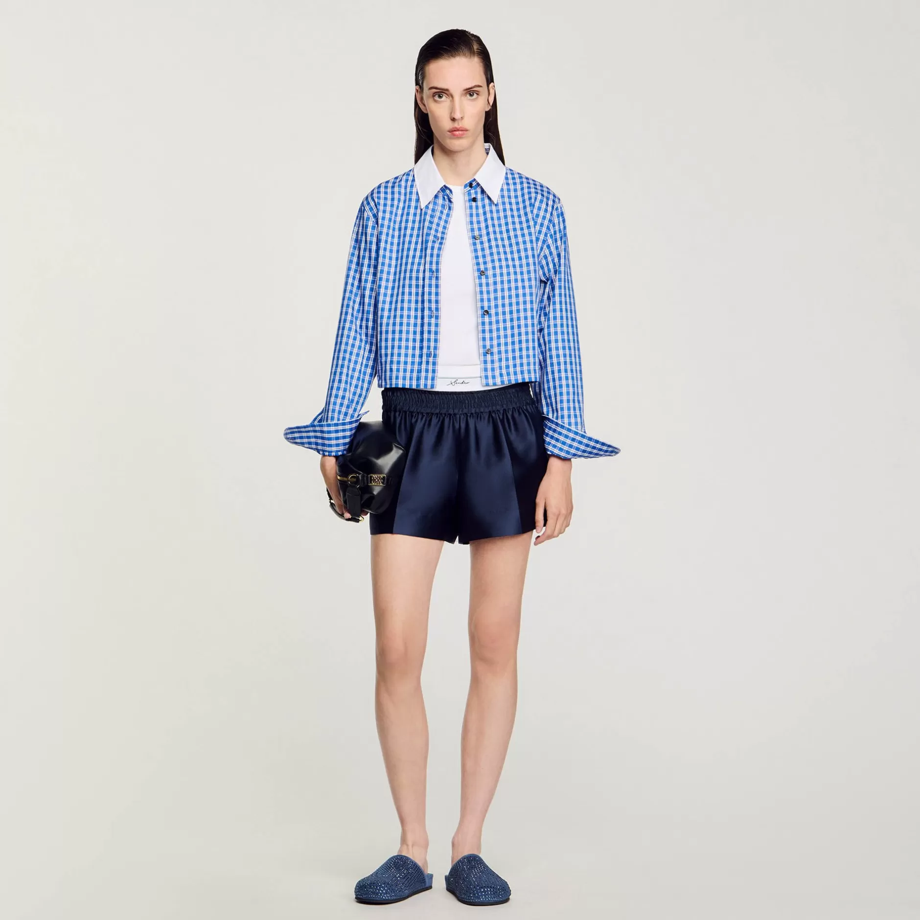 Sandro Shorts Tipo 2 In 1 In Raso<Donna Gonne & Short