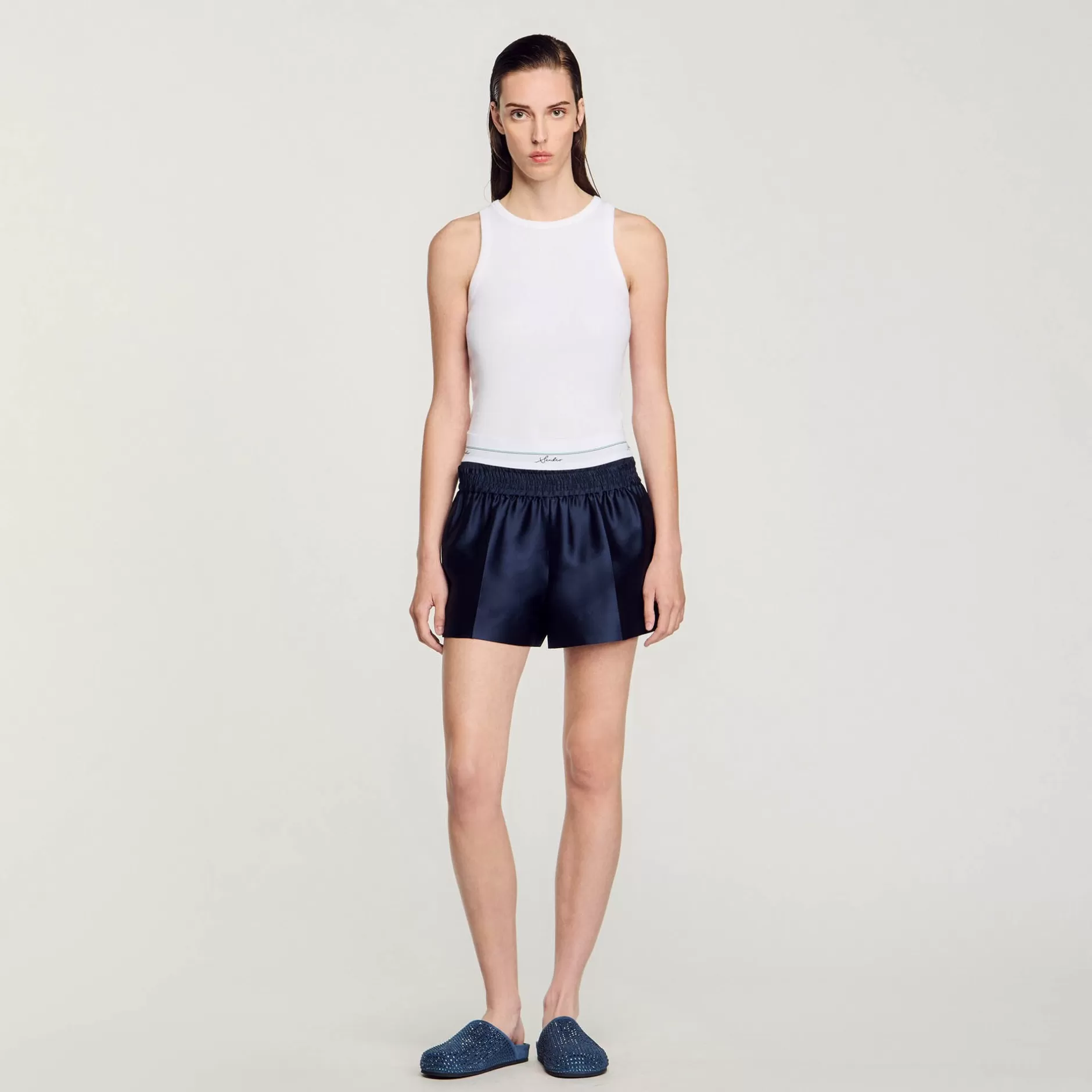 Sandro Shorts Tipo 2 In 1 In Raso<Donna Gonne & Short