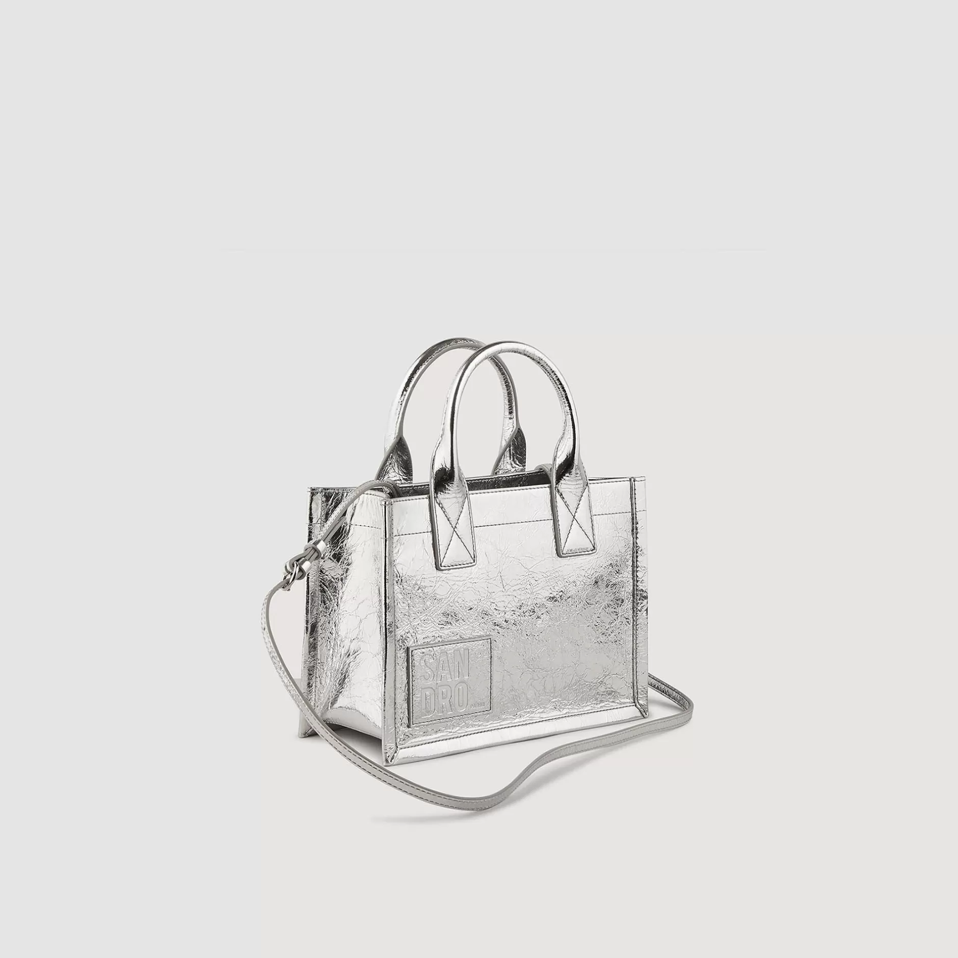 Sandro Tote Piccola Kasbah Pelle Metallizzata<Donna Borse Shopping | Borse A Spalla