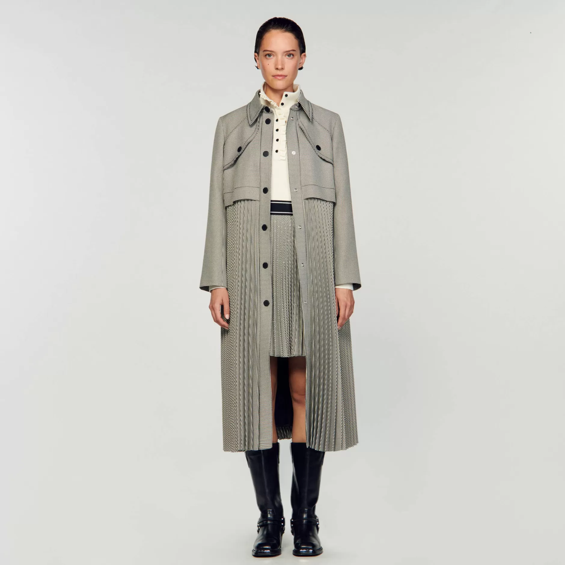 Sandro Trench Con Motivo Pied-de-poule<Donna Cappotti | Sets