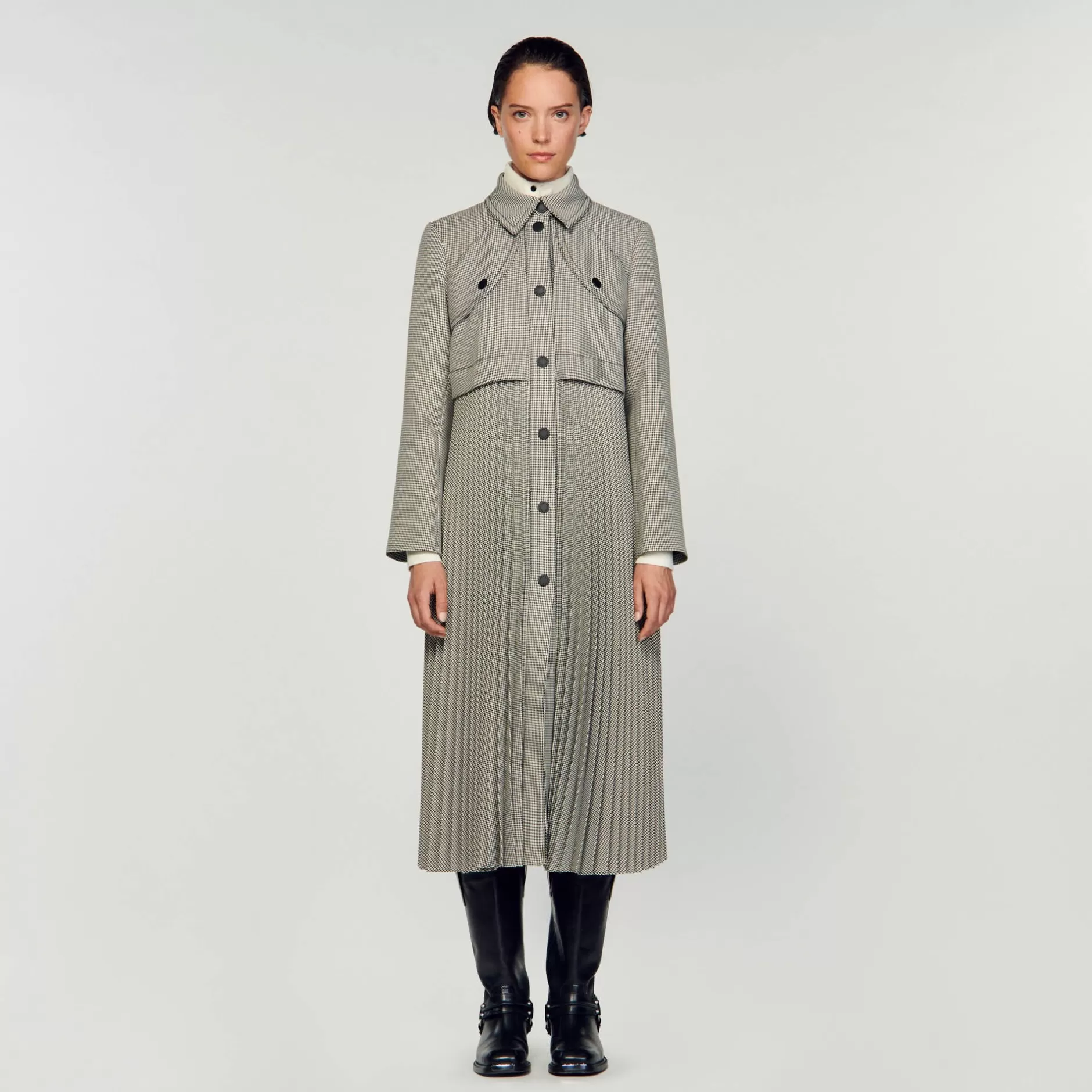 Sandro Trench Con Motivo Pied-de-poule<Donna Cappotti | Sets